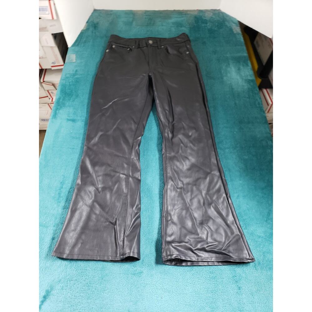 American Eagle Jeans Size 4 Womens Black Coated Pants Ladies High Rise Flare